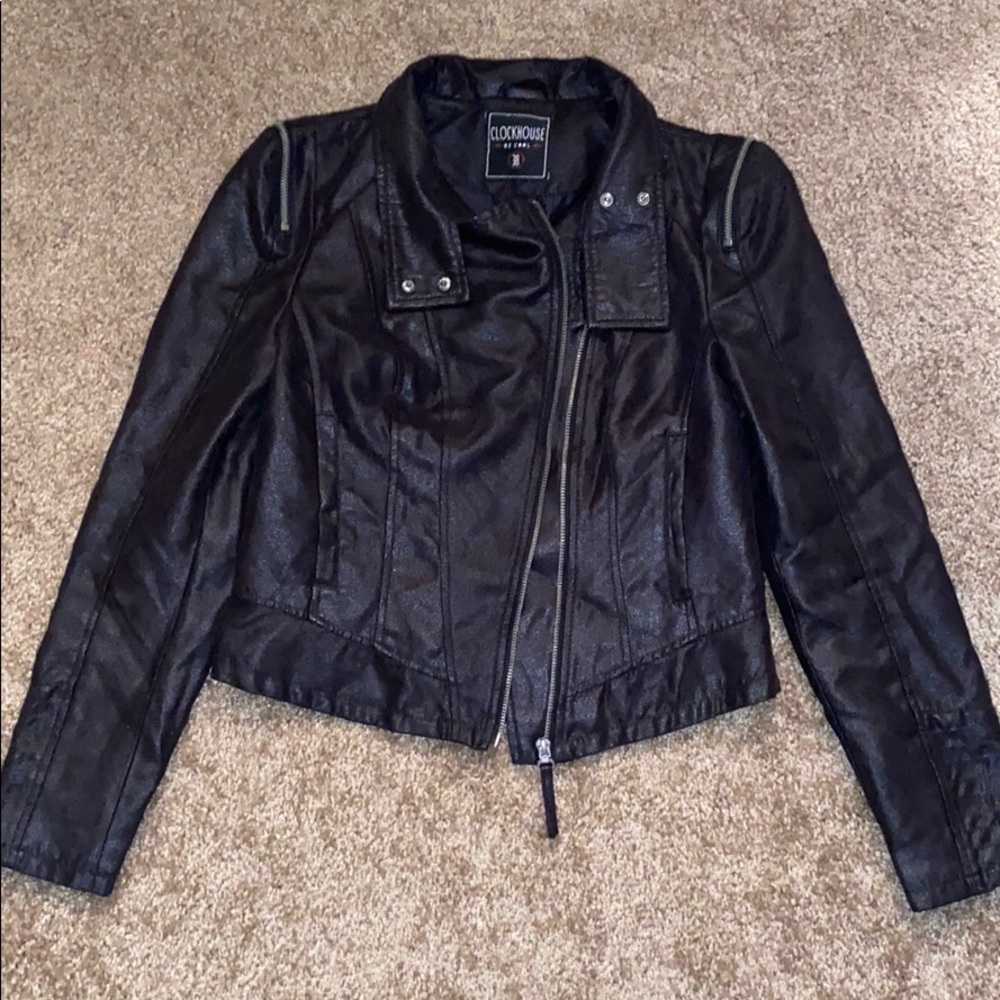 Zippered black suede jacket